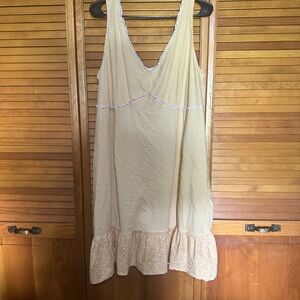 Soft Yellow Floral Cotton Nightdress with Ruffle Hem
